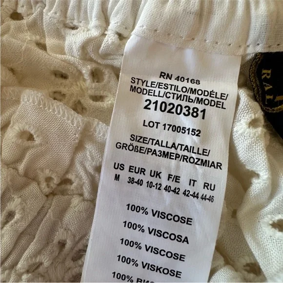 Ralph Lauren Polo Eyelet Strapless Romper Minimalist White Swim Cover Up M ☀️ - Picture 7 of 8